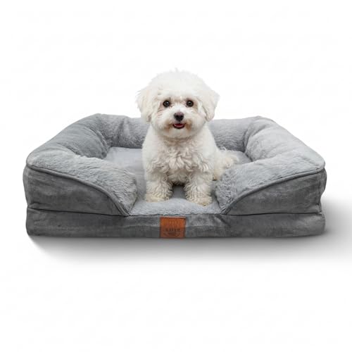 Ahiz Luxury Dog Bed. Handcrafted Orthopedic Memory Foam Bed. Joint Support| Calming & Temp-Regulating Comfort| Waterproof Liner| Washable Cover| Non-slip Base| Pet Couch, Dog Gift. Durable 5+ Years.