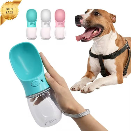 AHIZ Portable Pet Water Bottle 350ml- Leak-Proof Water Bottle with Strap, Antibacterial, Food-Grade Material for Dog & Cats, Outdoor walks/Travel, Multiple Colours. Dog & Cat Gifts.