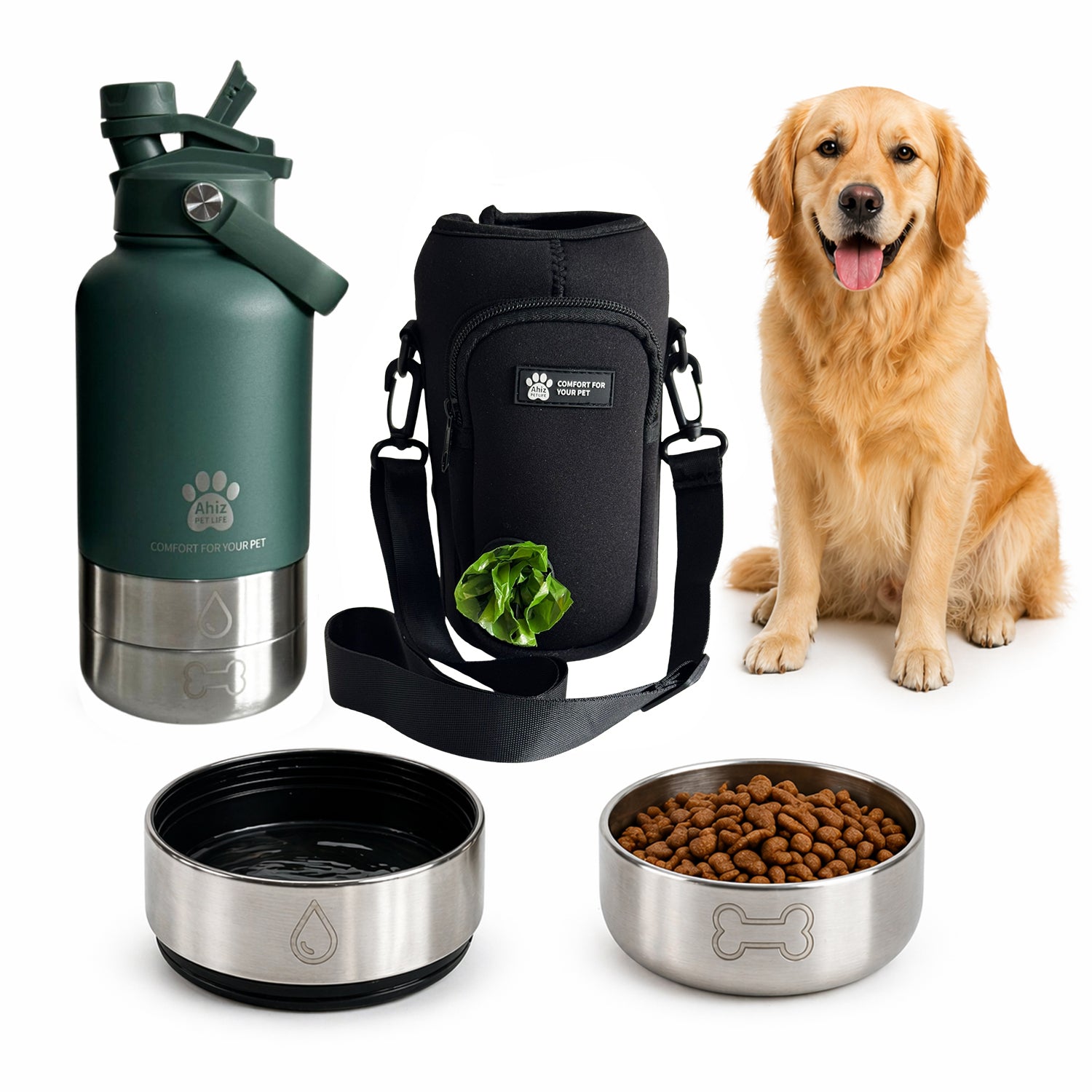3-in-1 Dog Water Bottle with Carrier Bag Main image