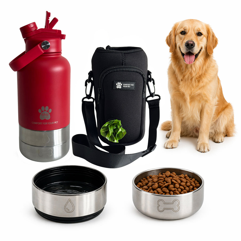 3-in-1 Dog Water Bottle with Carrier Bag