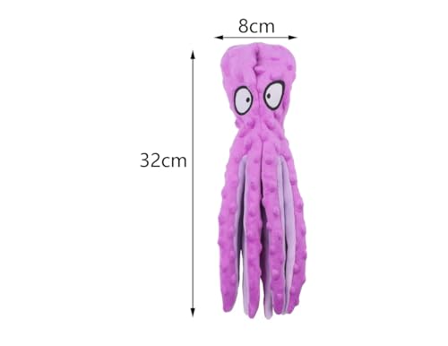 Ahiz Interactive Dog Toy, Octopus Plush, No Stuffing, Squeaky Chew Toy for Indoor and Outdoor Play. Crinkle Paper For Small, Medium, Large dogs. Dog Gift.