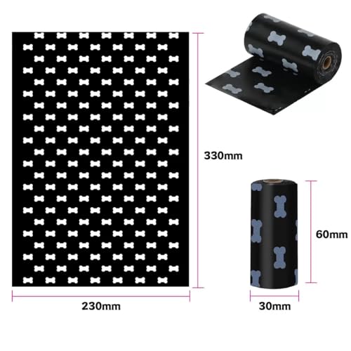 AHIZ Dog Poop Bags. Eco-friendly, Thick, Strong, Leak-Proof Bags. Lavender Scented, Biodegradable. 36 rolls (540 bags total). Black, Bone Print Design. 15 Microns Thick.