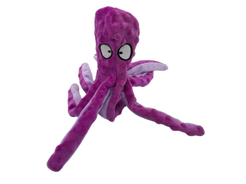 Ahiz Interactive Dog Toy, Octopus Plush, No Stuffing, Squeaky Chew Toy for Indoor and Outdoor Play. Crinkle Paper For Small, Medium, Large dogs. Dog Gift.