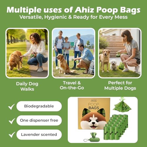 Dog Poop Bags. Eco-friendly, Thick, Strong, Leak-Proof Bags. Lavender Scented, Biodegradable. Green