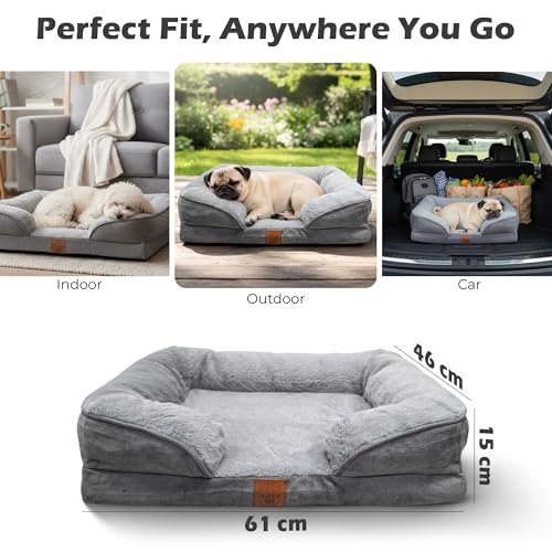 Ahiz Luxury Dog Bed. Handcrafted Orthopedic Memory Foam Bed. Joint Support| Calming & Temp-Regulating Comfort| Waterproof Liner| Washable Cover| Non-slip Base| Pet Couch, Dog Gift. Durable 5+ Years.