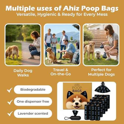 Dog Poop Bags. Eco-friendly, Thick, Strong, Leak-Proof Bags. Lavender Scented, Biodegradable.