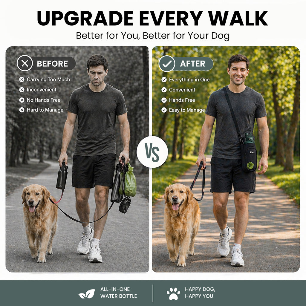 3-in-1 Dog Water Bottle with Carrier Bag