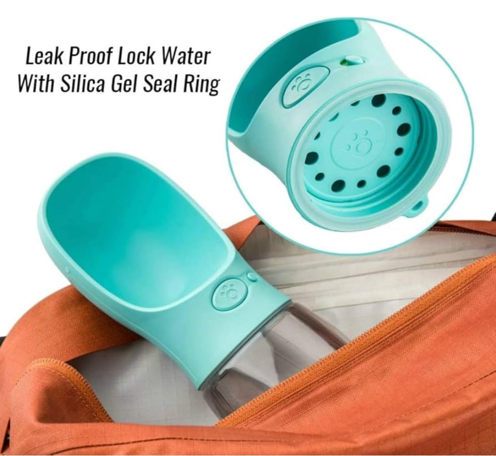 AHIZ Portable Pet Water Bottle 350ml- Leak-Proof Water Bottle with Strap, Antibacterial, Food-Grade Material for Dog & Cats, Outdoor walks/Travel, Multiple Colours. Dog & Cat Gifts.