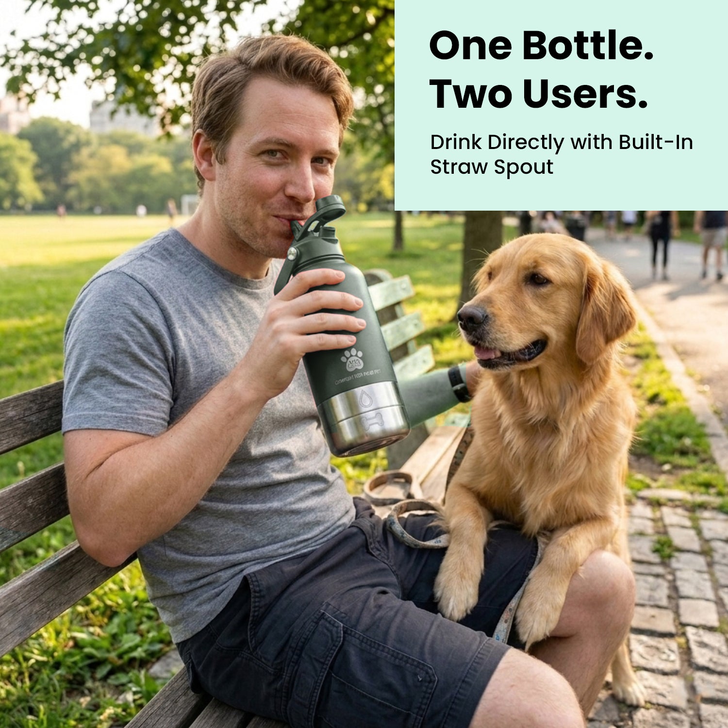 3-in-1 Dog Water Bottle with Carrier Bag